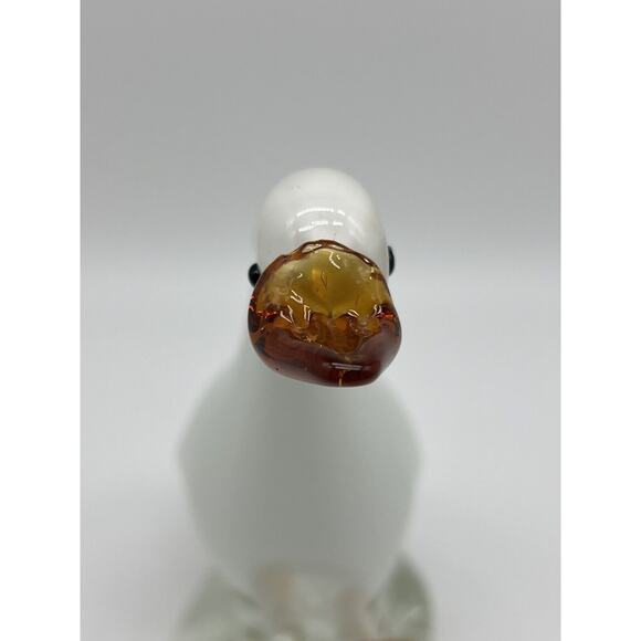 Vintage Hand Glass Blown White Goose Duck 7.5”H Figurine Statue Collectible - Picture 3 of 10